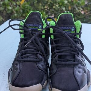 Jordan Black and Green Athletic Sneakers